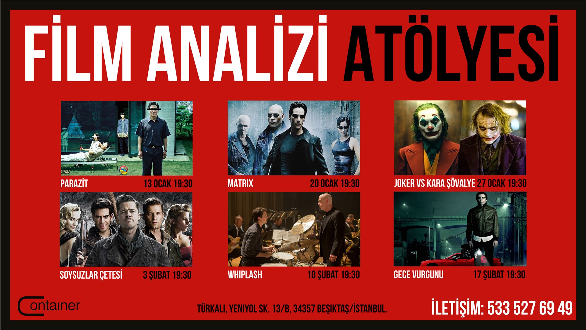Film Analizi Atölyesi 13 Ocak 2020 Container Atelier Biletino
