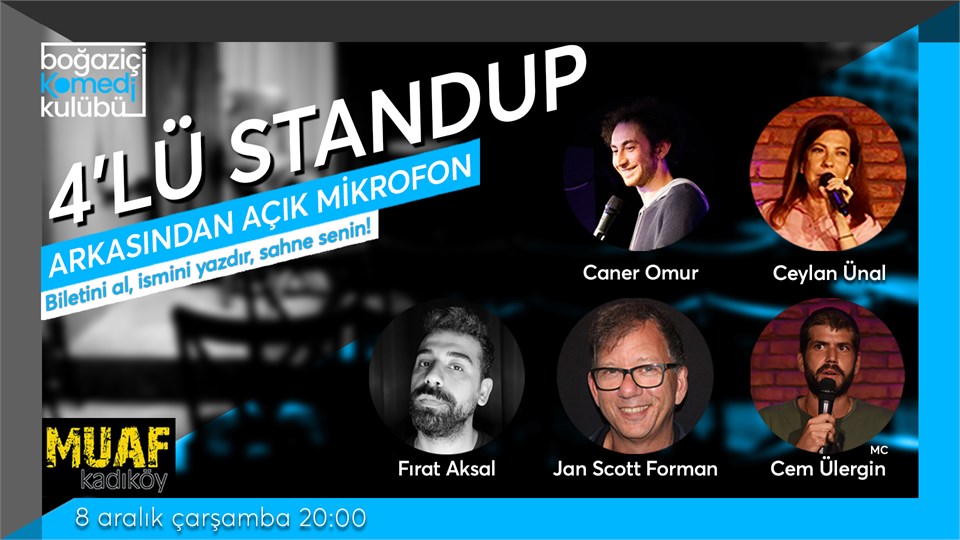 Boğaziçi Komedi Kulübü: 4'lü Standup + Açık Mikrofon