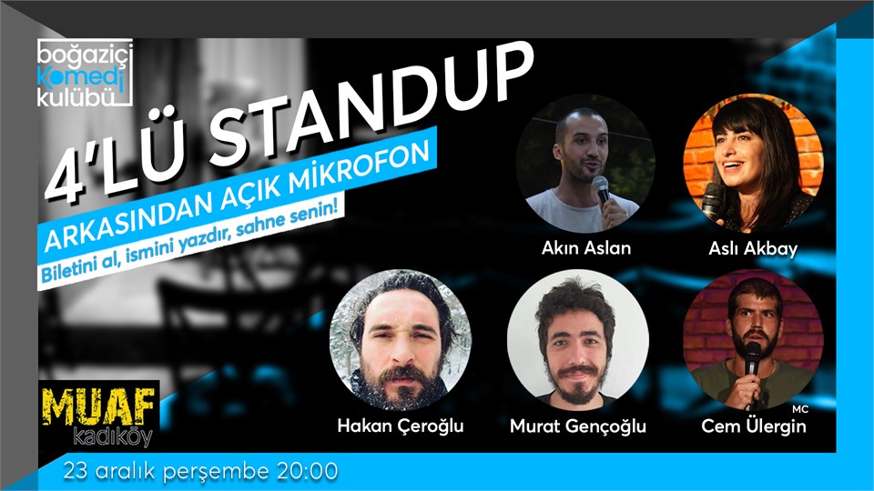 Boğaziçi Komedi Kulübü: 4'lü Standup + Açık Mikrofon