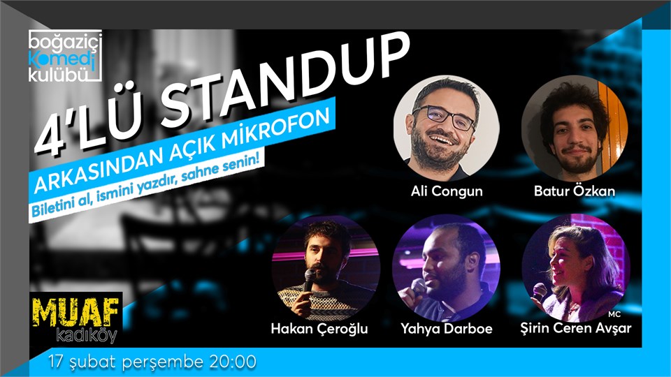 Boğaziçi Komedi Kulübü: 4'lü Standup + Açık Mikrofon