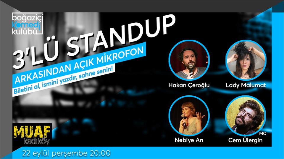 Boğaziçi Komedi Kulübü: 3'lü Standup + Açık Mikrofon