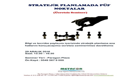 STRATEJİK PLANLAMADA PÜF NOKTALAR