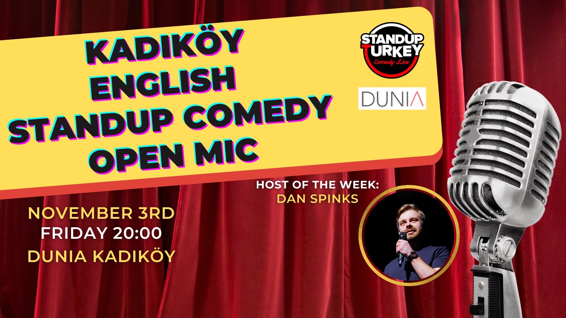 Kadıköy English Standup Comedy Open Mic 03 Kasım 2023 Dunia Biletino