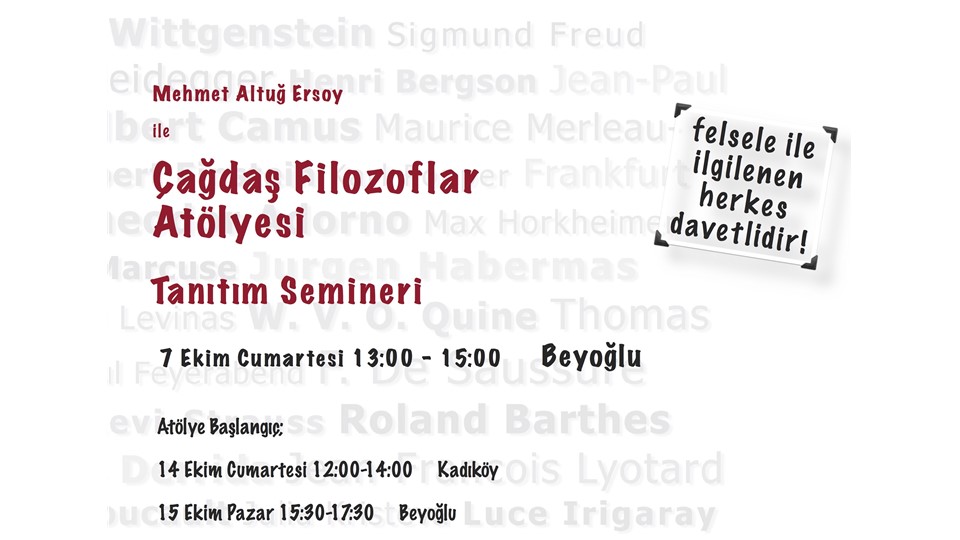 Mehmet Altuğ Ersoy ile Çağdaş Filozoflar Atölyesi Tanıtım Semineri