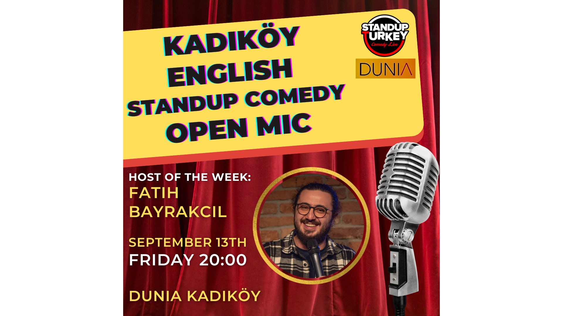 Kadıköy English Standup Comedy Open Mic 13 September 2024 Dunia
