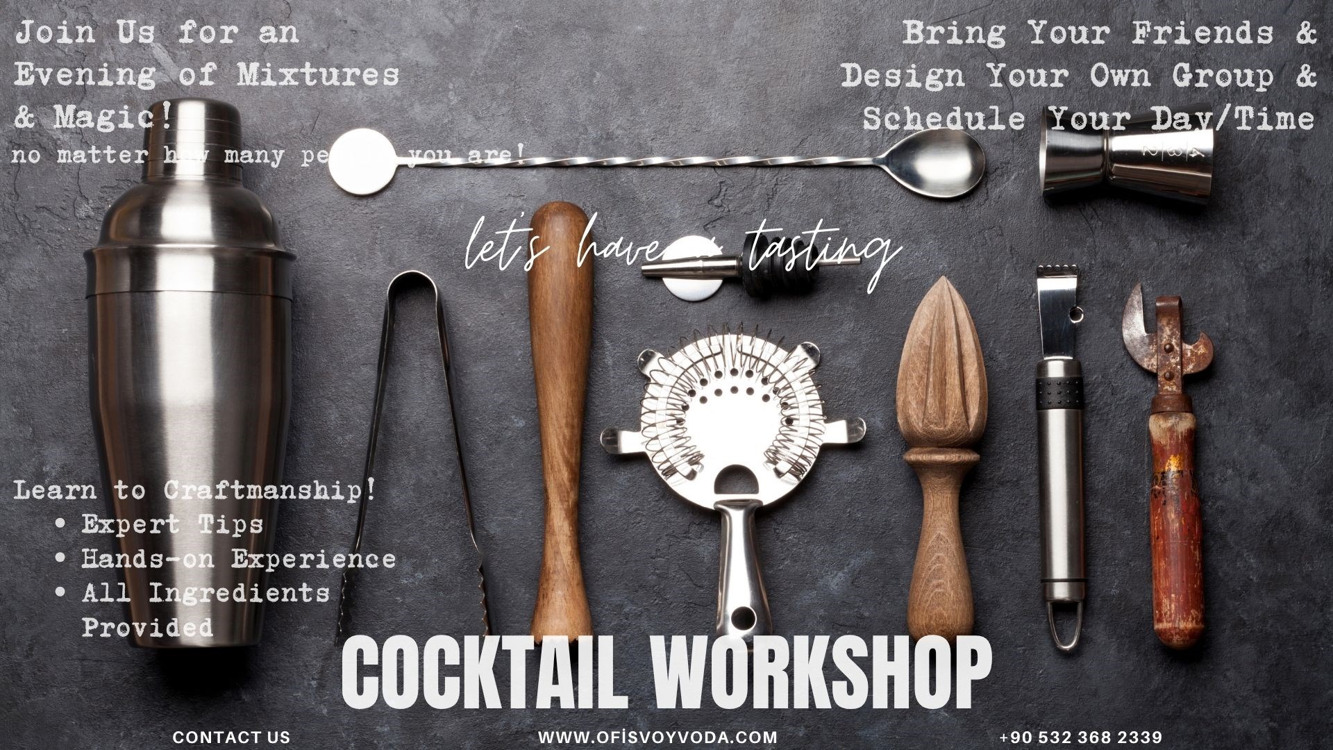 GALATA'da Kokteyl ve Likör Atölyesi (3 Kokteyl)